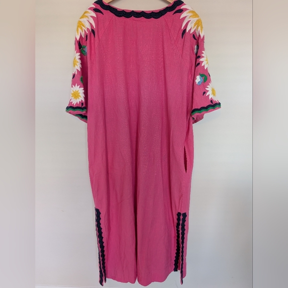 Frances Valentine Floral Cotton  Embroidered Maxi Caftan Womens Size 20 Colorful - Picture 9 of 12